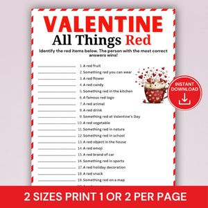 Juego "Todo rojo" para San Valentín: actividad imprimible (descarga en PDF)