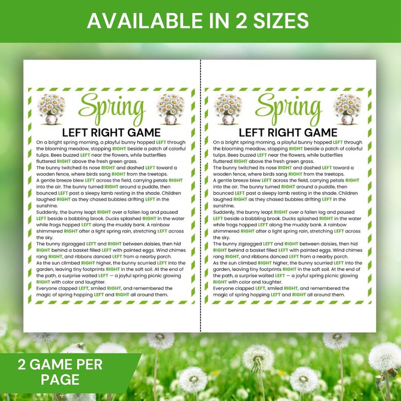 Spring Balance Game Spring Left Right Game Printable, Spring Party Game, Spring Pass the ...