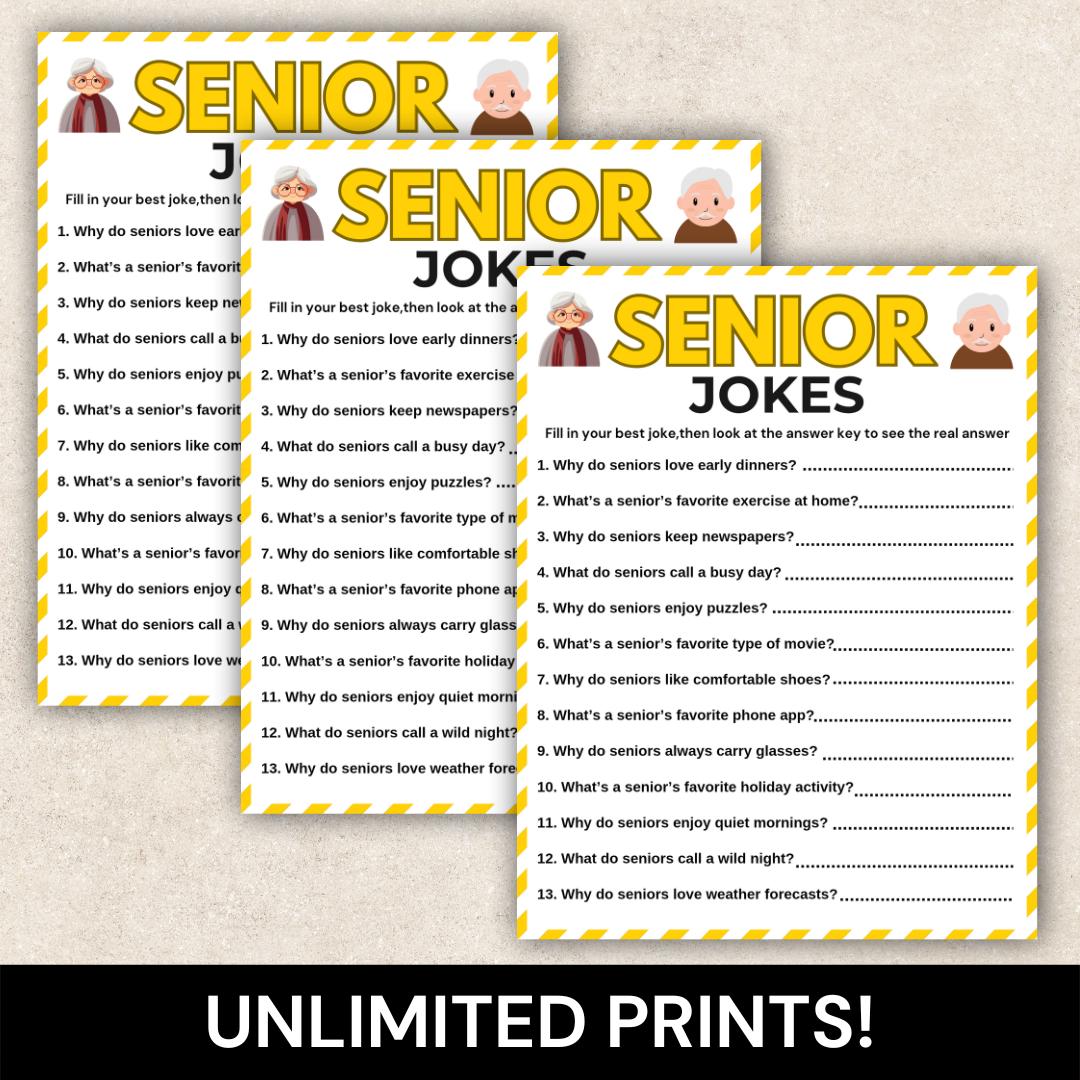 Senior Jokes Game, Funny Fill in the Blank Game for Seniors, Humor ...