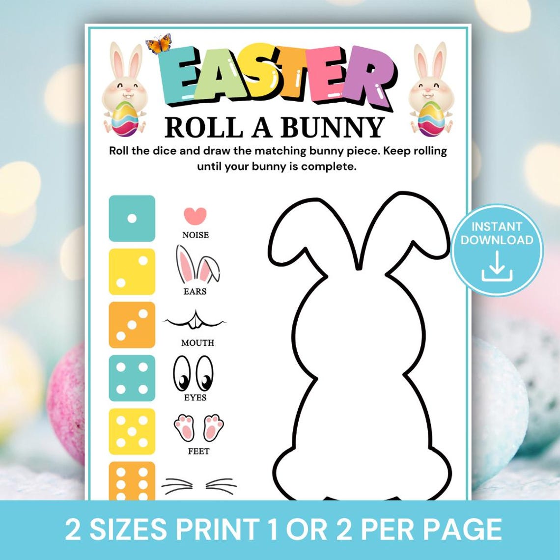 Roll the Easter Bunny Game, Fun Easter Dice Game for Kids & Adults ...