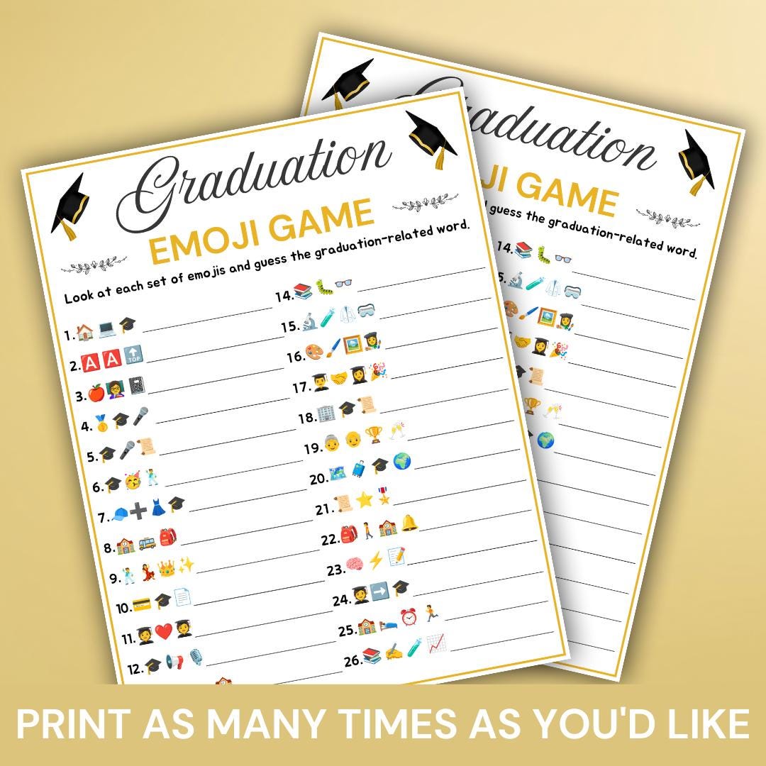 Graduation Emoji Game Printable, Guess the Emoji Game, Graduation Party ...