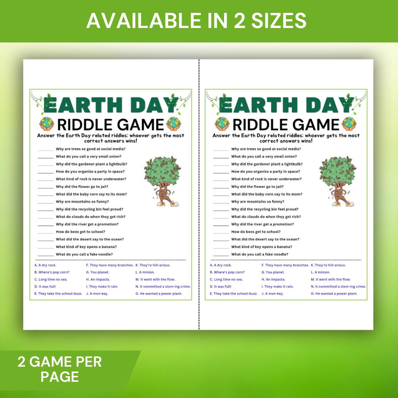 Earth Day Riddle Game, Funny Earth Day Riddles for Kids Adults ...
