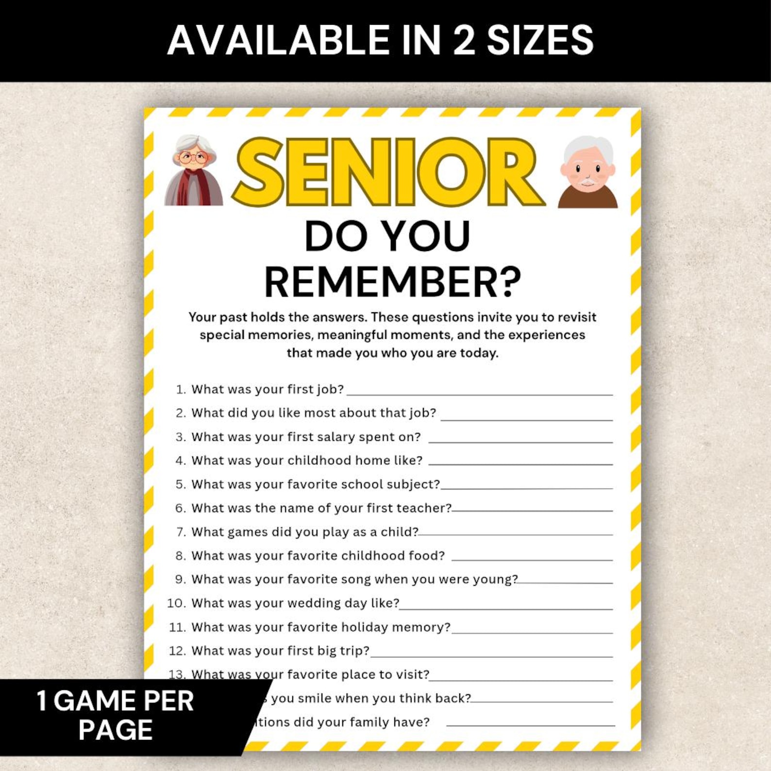 Senior Reminiscence Game, Do You Remember Game, Memory & Conversation ...