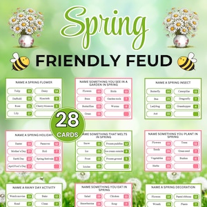 Spring Friendly Feud Game, Printable Spring Party Game for Kids & Adults, Family Feud Style Spring Trivia, Spring Office Party Game