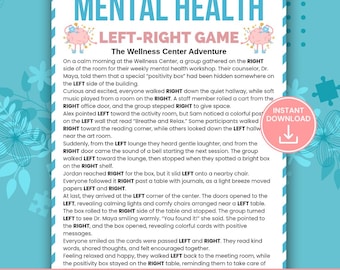 Juego imprimible de salud mental de izquierda a derecha, actividad grupal de salud mental, juego rompehielos de bienestar para adolescentes y adultos, juego de terapia grupal