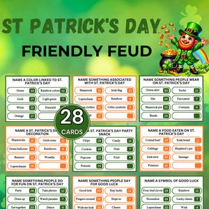 St Patricks Day Friendly Feud Game, St Patricks Day Party Game for Adults & Kids, Family Feud Style Irish Game, Leprechaun Trivia Activity