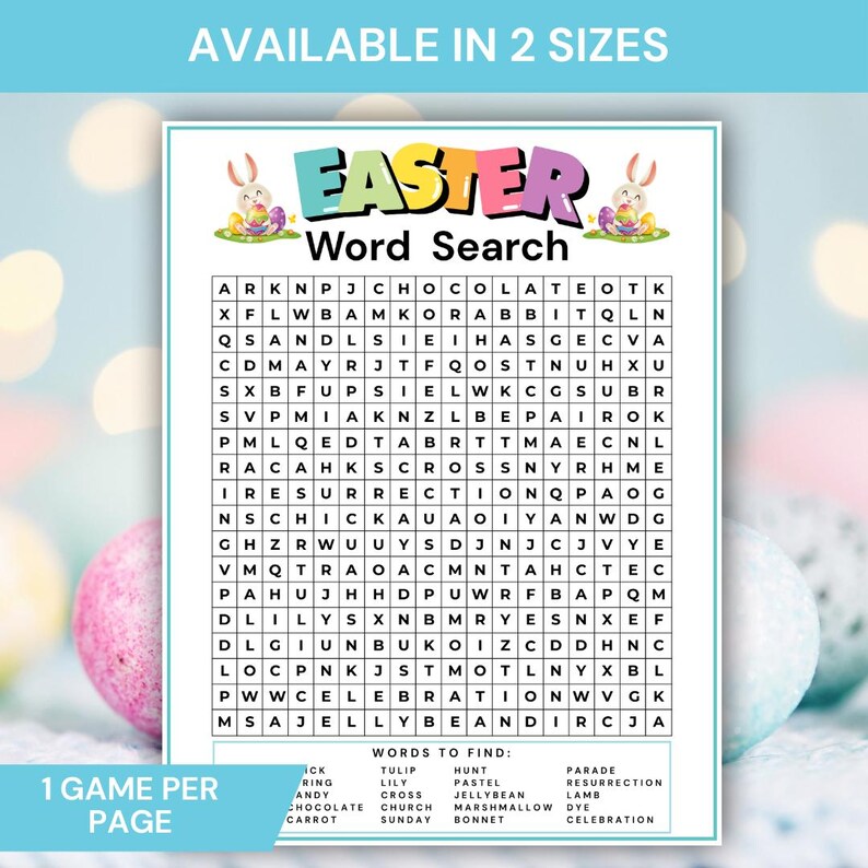 Easter Word Search Printable, Fun Easter Game for Kids & Adults, Easter ...