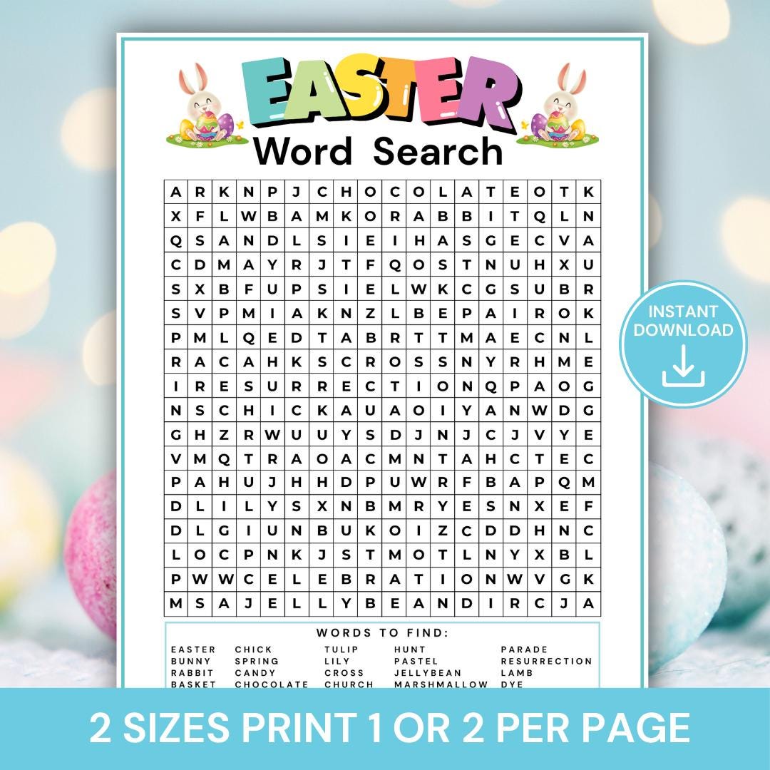 Easter Word Search Printable, Fun Easter Game for Kids & Adults, Easter ...
