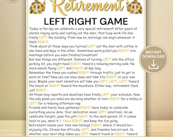 Retirement Left Right Game, Retirement Party Pass the Prize Game, Printable Retirement Party Activity, Retiree Celebration Game