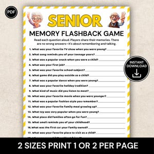Senior Memory Flashback Game, Nostalgia Conversation Game for Seniors, Memory Recall Activity, Senior Icebreaker, Retirement Home Game