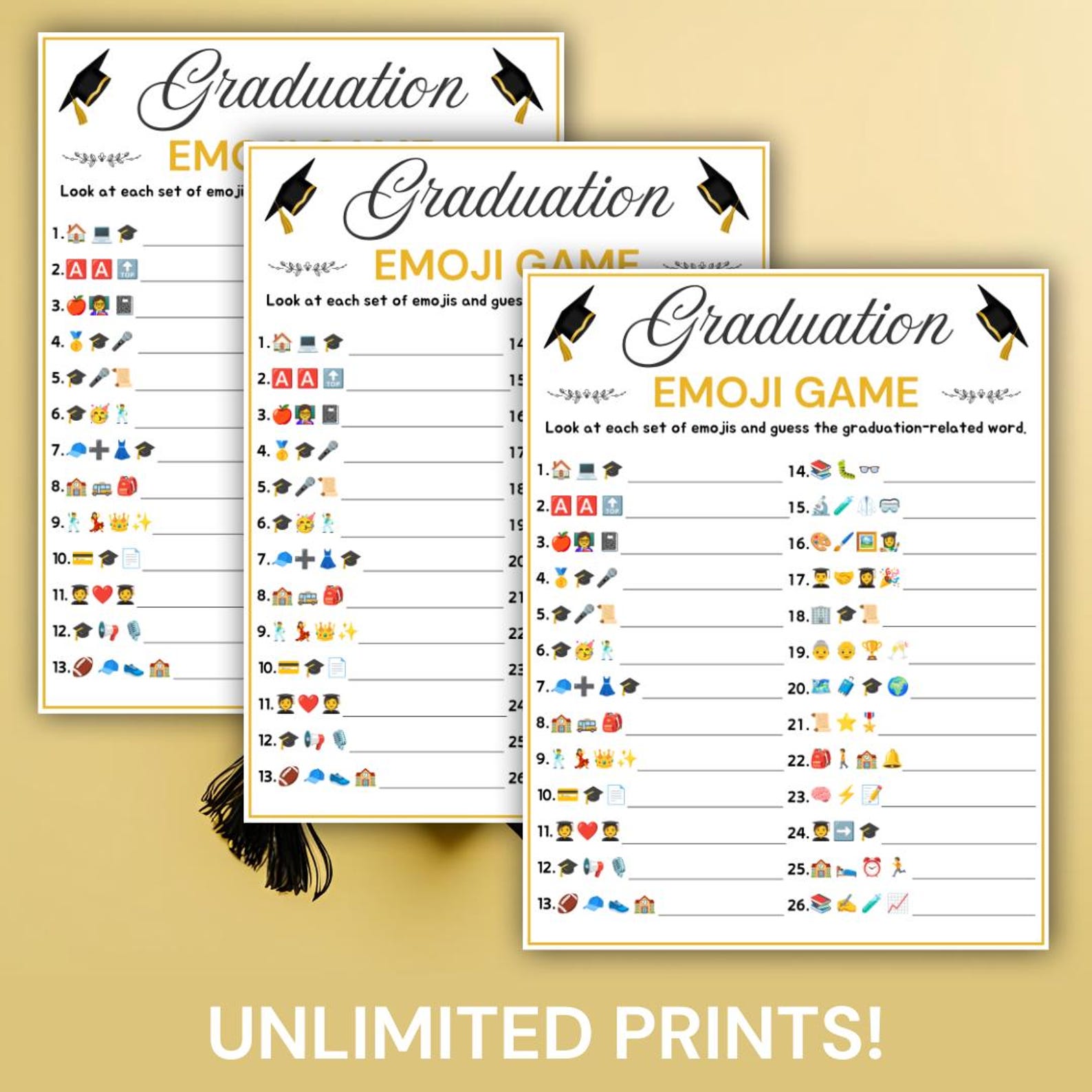 Graduation Emoji Game Printable, Guess the Emoji Game, Graduation Party ...