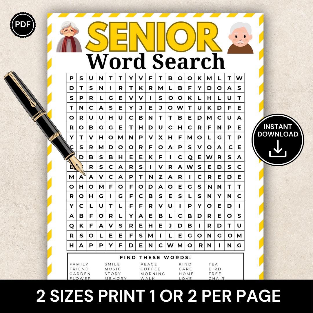 Senior Word Search Printable