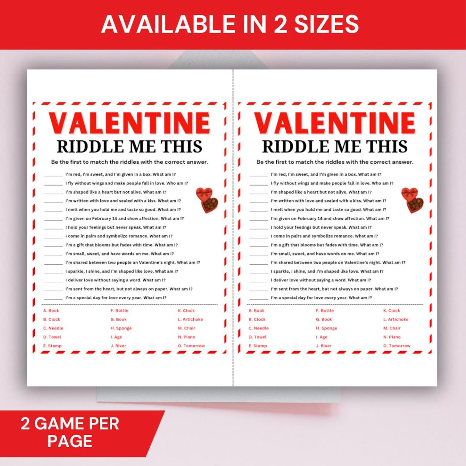 Creative Love Riddles Valentine’s Day Riddles Game, Love Riddle Quiz, Printable Valentine ...