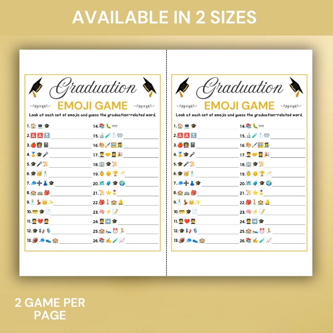 Graduation Emoji Game Printable, Guess the Emoji Game, Graduation Party ...