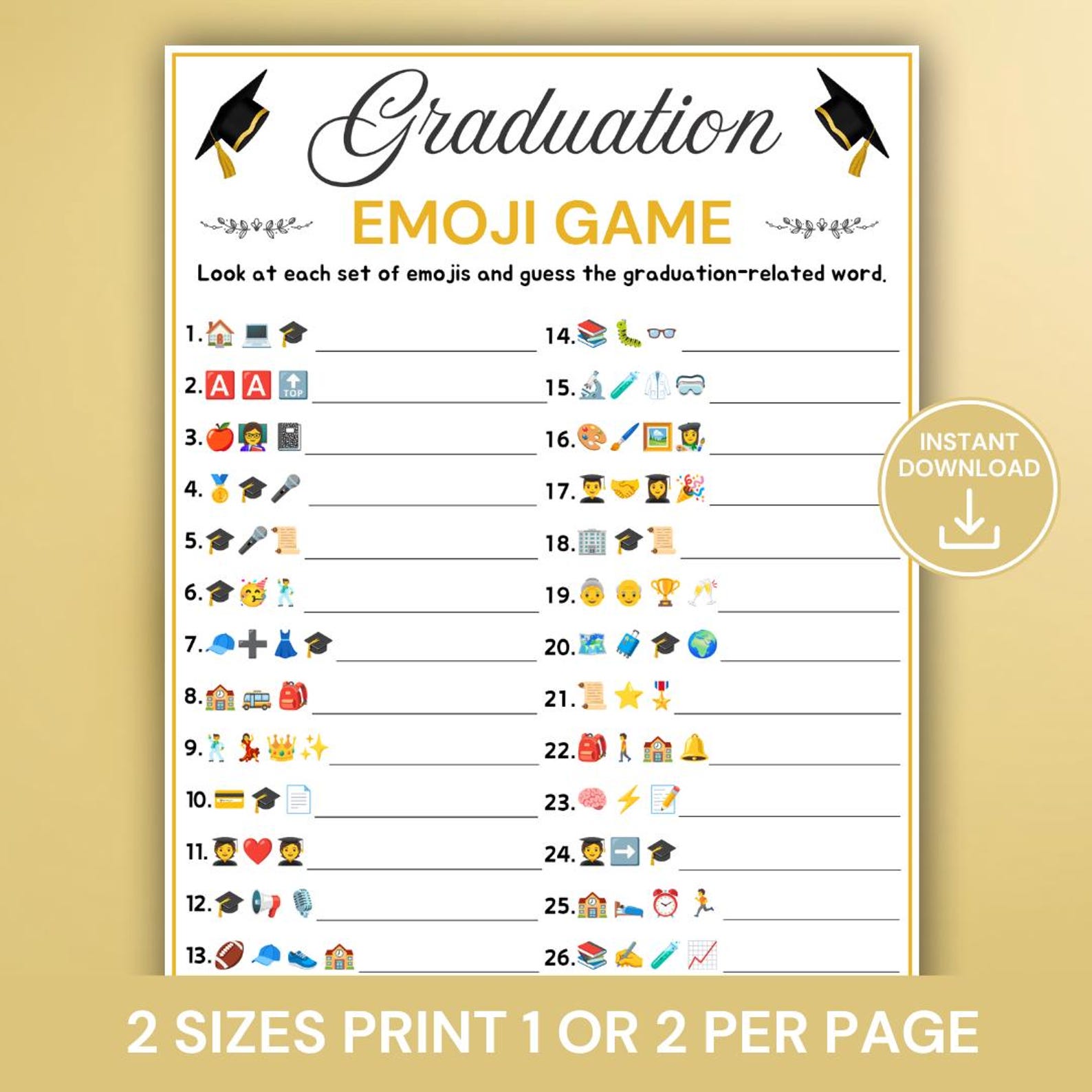Graduation Emoji Game Printable, Guess the Emoji Game, Graduation Party ...