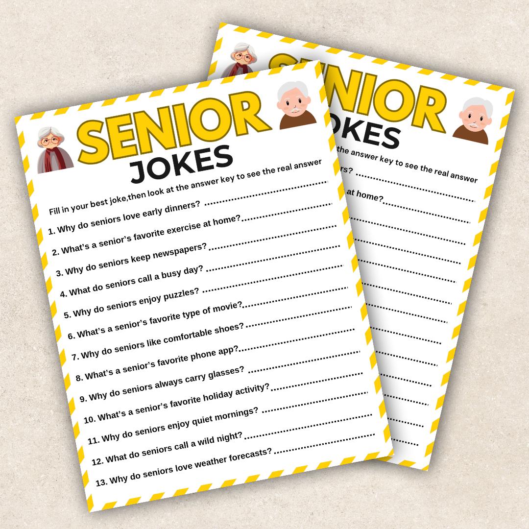 Senior Jokes Game, Funny Fill in the Blank Game for Seniors, Humor ...