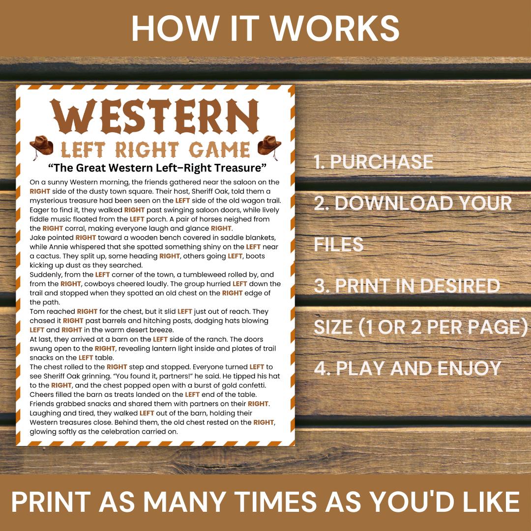 Western Rodeo Left Right Game, Cowboy Pass the Gift Party Game ...