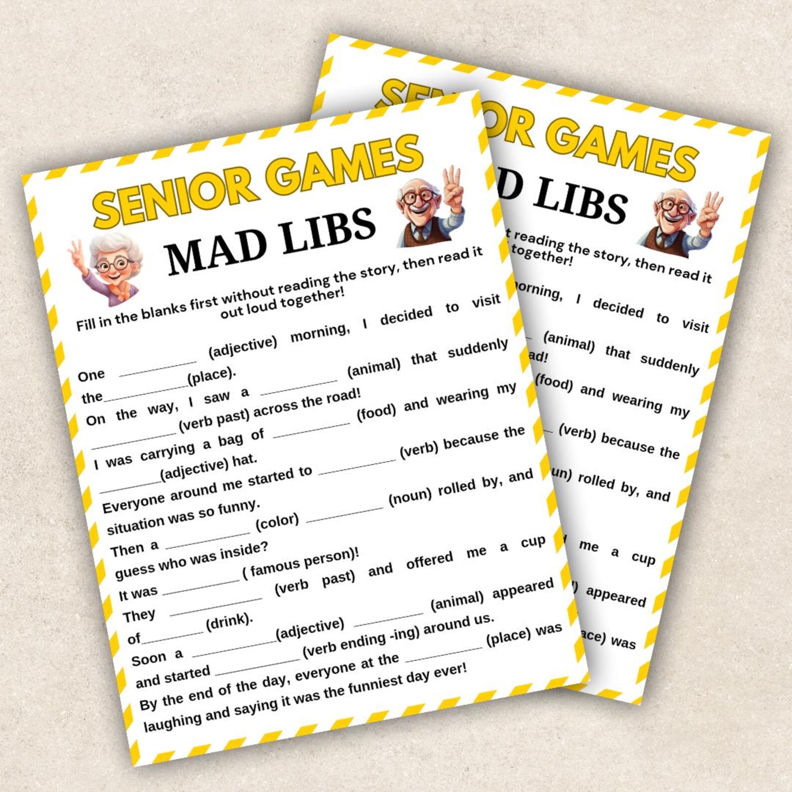 Senior Mad Libs Game Printable, Funny Fill in the Blank Story Game for ...