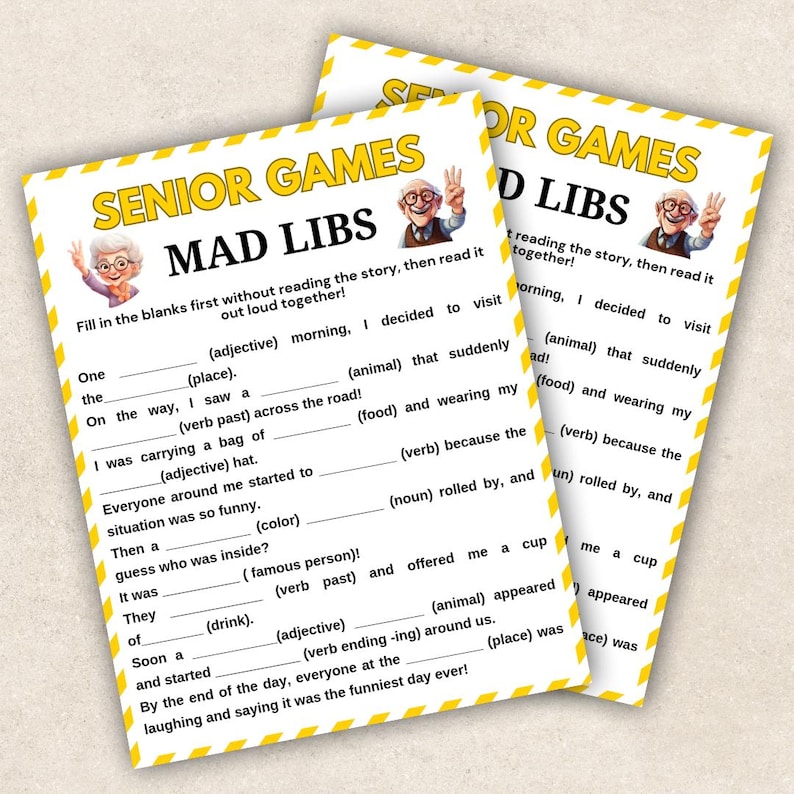 Senior Mad Libs Game Printable, Funny Fill in the Blank Story Game for ...