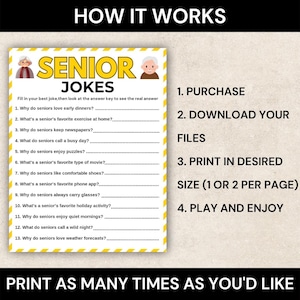 Senior Jokes Game, Funny Fill in the Blank Game for Seniors, Humor ...