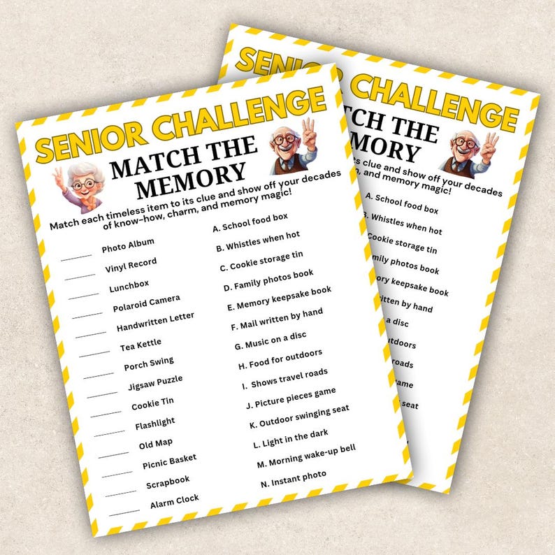 Senior Math Game Pdf Senior Match the Memory Game, Printable Senior Activity Game, Memory ...