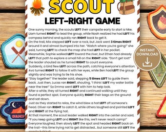 Scout Left Right Game Printable, Scout Gift Exchange Game, Camping Party Game for Kids, Girl Scout Boy Scout Activity, Summer Camp Game PDF