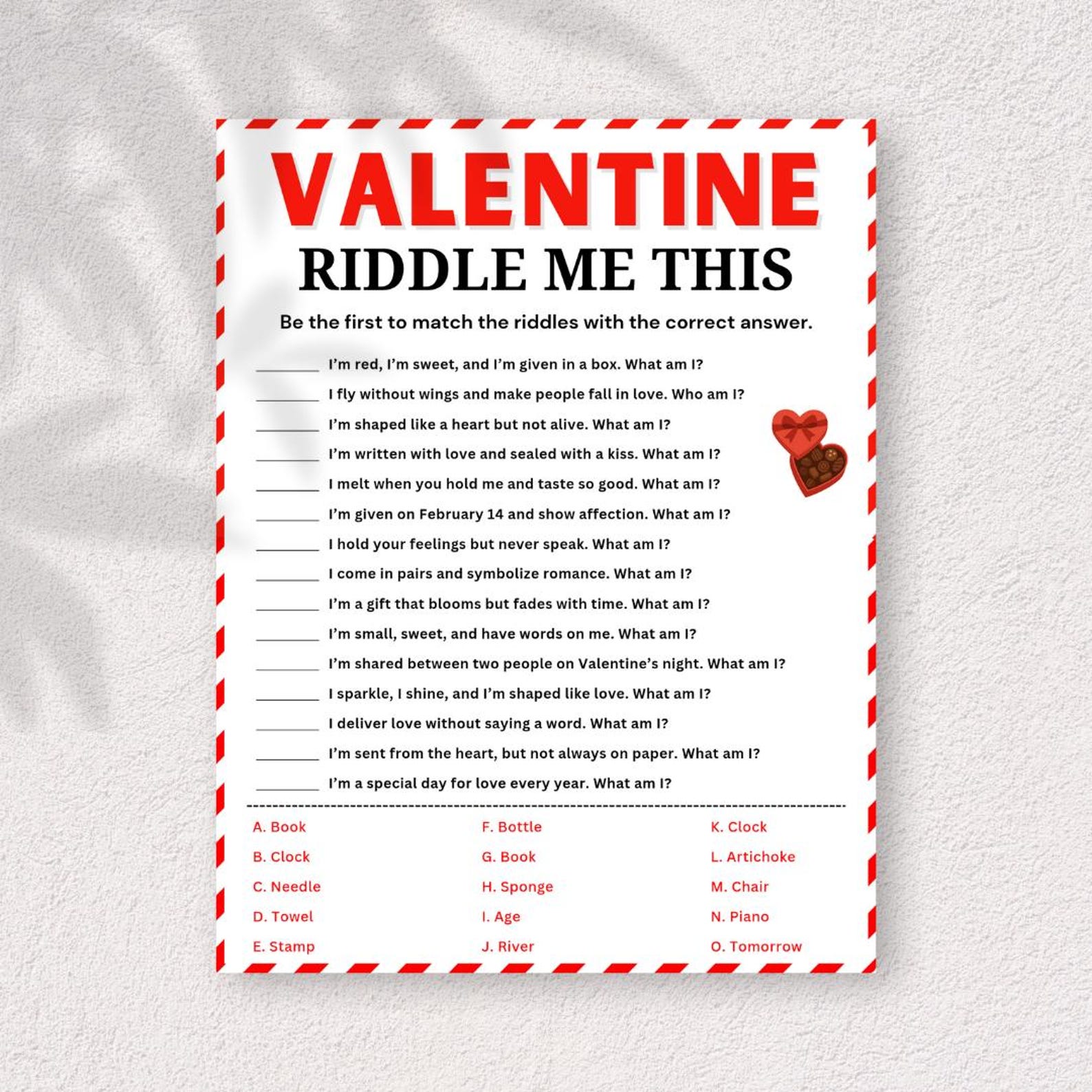 Relationship Riddle Valentine’s Day Riddles Game, Love Riddle Quiz, Printable Valentine ...