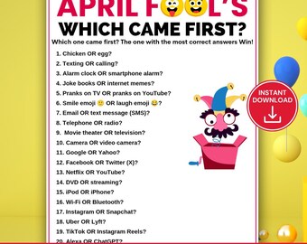 April Fools' Day Which Came First Game Printable, Fun April Fools Party ...