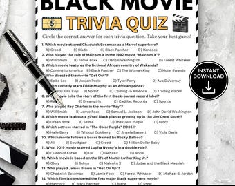 Black Movie Trivia Game, Black Cinema Trivia Quiz, Movie Night Party Game, Cultural Film Trivia, Printable Trivia PDF