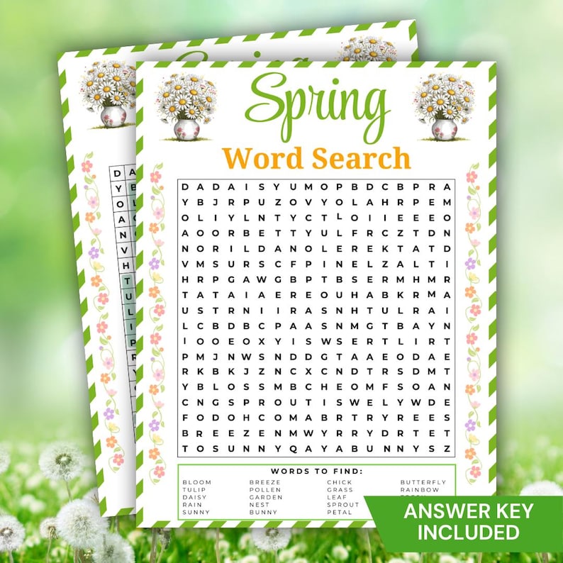 Spring Word Search Printable, Fun Spring Party Game for Kids & Adults ...