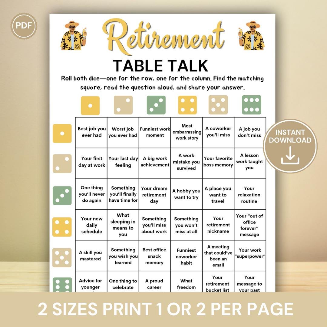 Retirement Table Talk Game, Retirement Conversation Starters ...