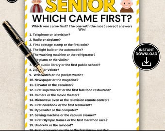 Senior Which Came First Game, Memory Trivia Game for Seniors, Nostalgia Quiz, Senior Activity Printable, Retirement Party Game