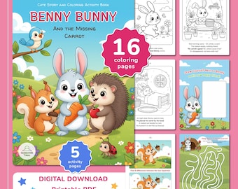 Bunny Coloring Book for Kids, Printable Story & Activity Pages (PDF)