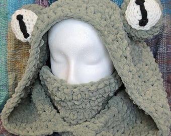 Fluffy Frog Hood Cowl Balaclava