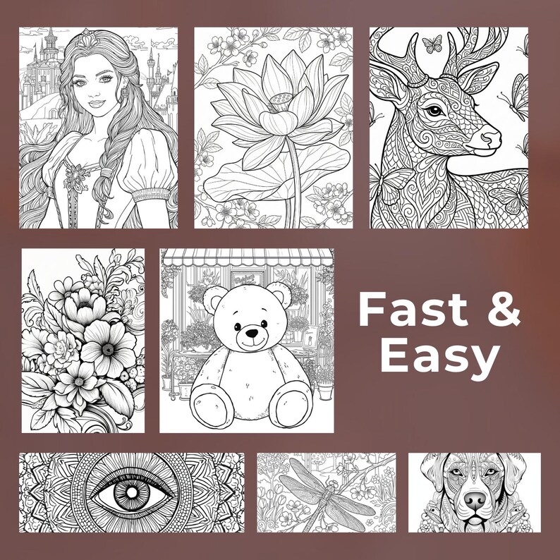Midjourney prompt builder for coloring pages displayed as a digital tool, allowing users to create AI prompts for adult coloring book, coloring book for adults, animal coloring book and custom coloring book designs. Professional prompt generator used for creating unique adult coloring books for women, KDP coloring book interiors and digital coloring pages, compatible with Midjourney prompts, Stable Diffusion, Canva AI and Adobe Firefly.