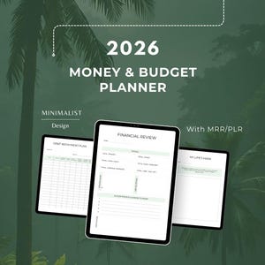 Geld- und Budgetplaner, Digitaler Haushaltsplaner 2026, Mindset-Planer, Minimaler Monatsplaner, Planer PLR MRR