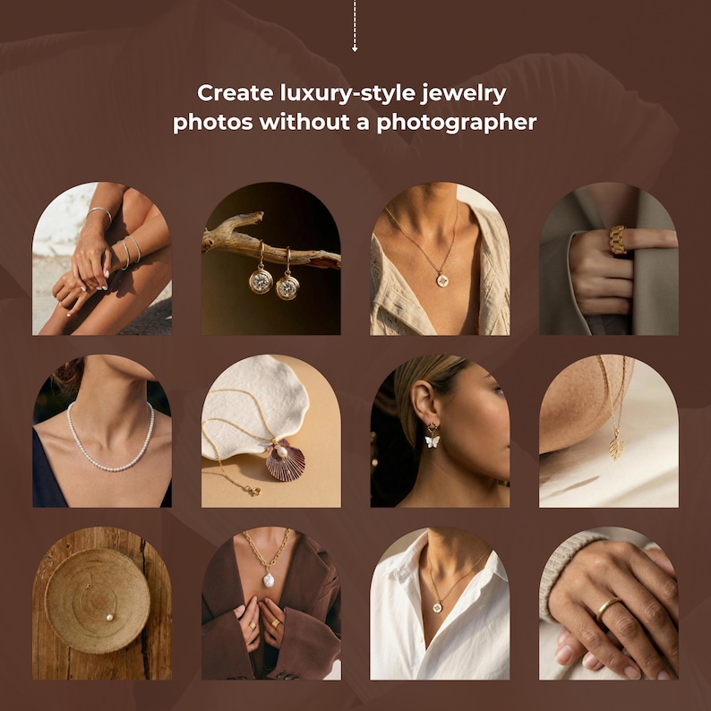 AI Jewelry Photo Prompt Builder for jewelry photography, designed for jewelry makers and small businesses to create professional product images using an AI image generator. This ai prompt builder helps generate a complete jewelry prompt for ai image generation, allowing users to upload their jewelry photo and transform it into high-quality Jewelry Stock Photos with AI Jewelry and jewelry AI tools.