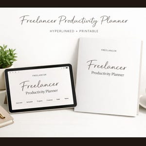 Planificateur de productivité indépendant | Planificateur d'affaires numérique | Suivi des clients | PDF modifiable avec lien hypertexte Canva