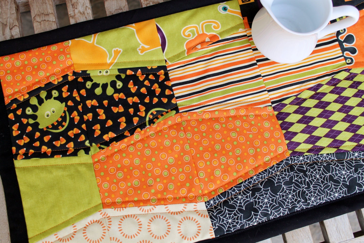 Monster Bash Halloween Hexagon Quilted Table Topper - Etsy