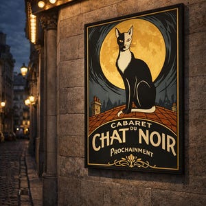 Cabaret du Chat Noir Poster Printable – Vintage Black Cat Wall Art, Paris Art Nouveau Decor, French Cat Print, Gothic Boho Home Art