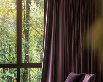 Woven Velvet Blackout Curtains, Custom Size Velvet Drapes, Luxury Velvet Window Curtain Panels