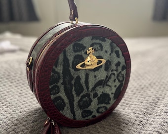 Vivienne Westwood Runde Anglomania Umhängetasche Leder und Animal Print