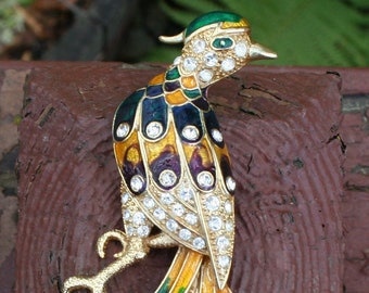 Bird Brooch Pin Rhinestones