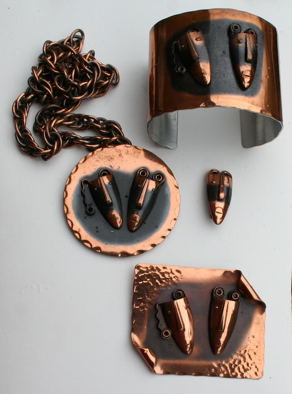 Rebajes Brazilian Masks Copper Set 1950s