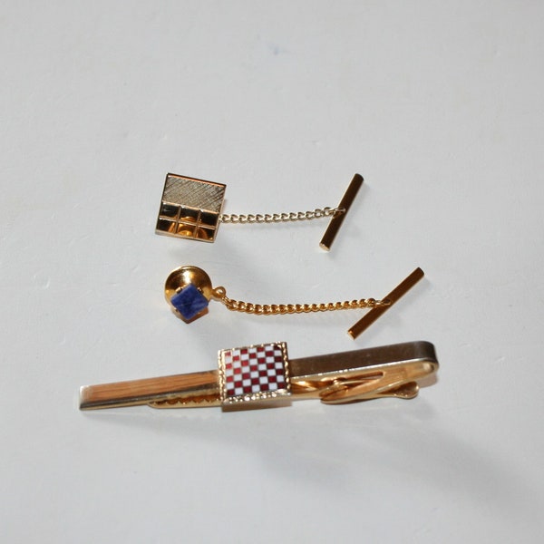 Tie Clip & Pins Hickok Checker Board Set of Three