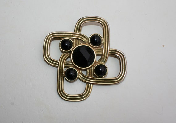 Carol Dauplaise Brooch Pin Gold Black - image 4