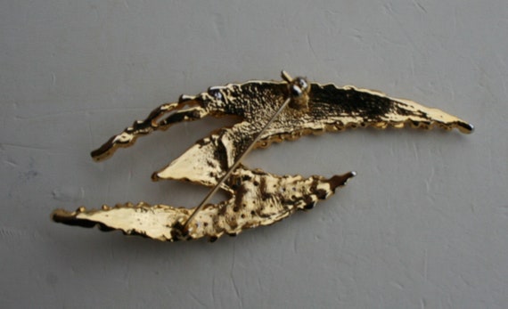 Gold Crystal Brooch Pin Abstract - image 4