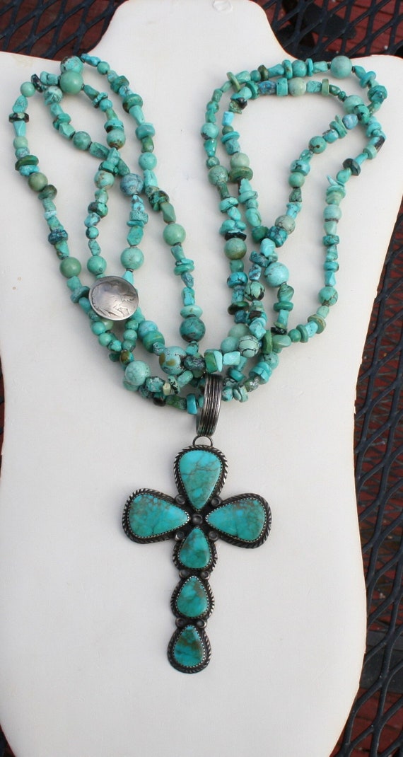 G. Boyd Turquoise Necklace Cross Navajo Silver