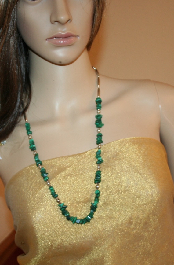 Green Malachite Necklace Sterling Silver