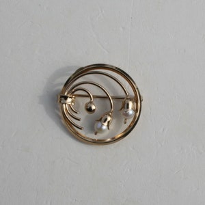 Winard 12K GF Brooch Pin Pearls